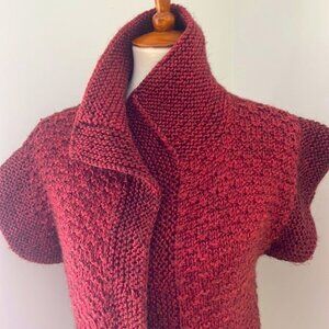 Hand knitted vest with brass buttons, master Knitter execution, stunning color